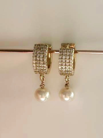 elegant pearl huggie hoops