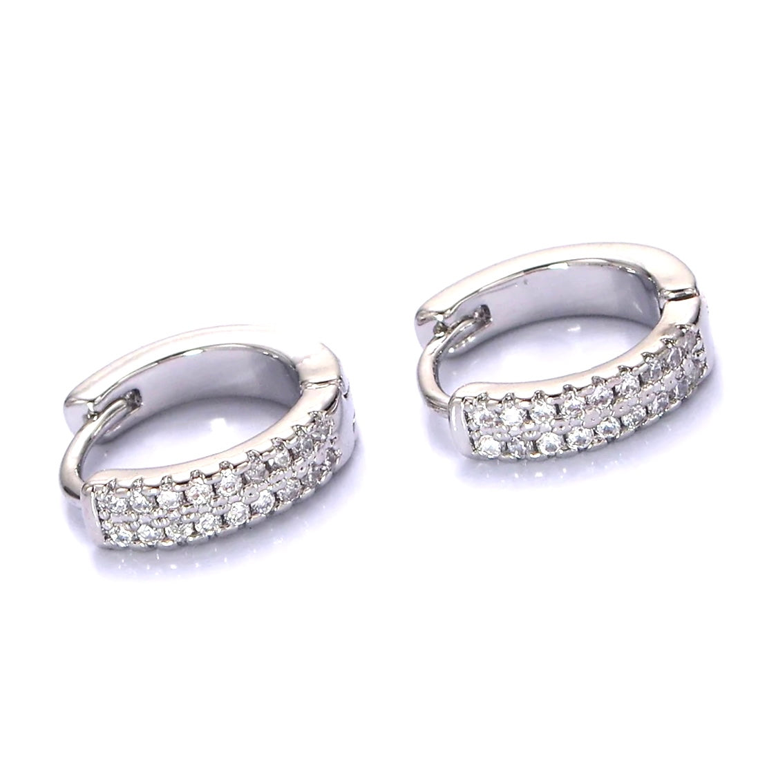 silver crystal huggie