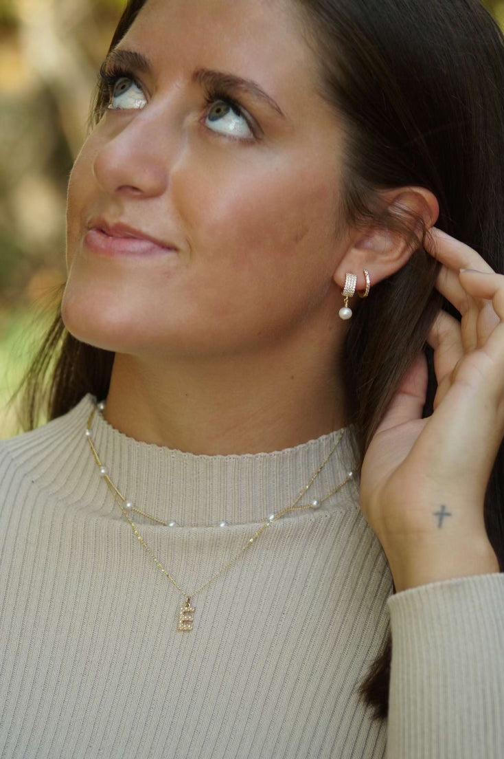 elegant pearl huggie hoops