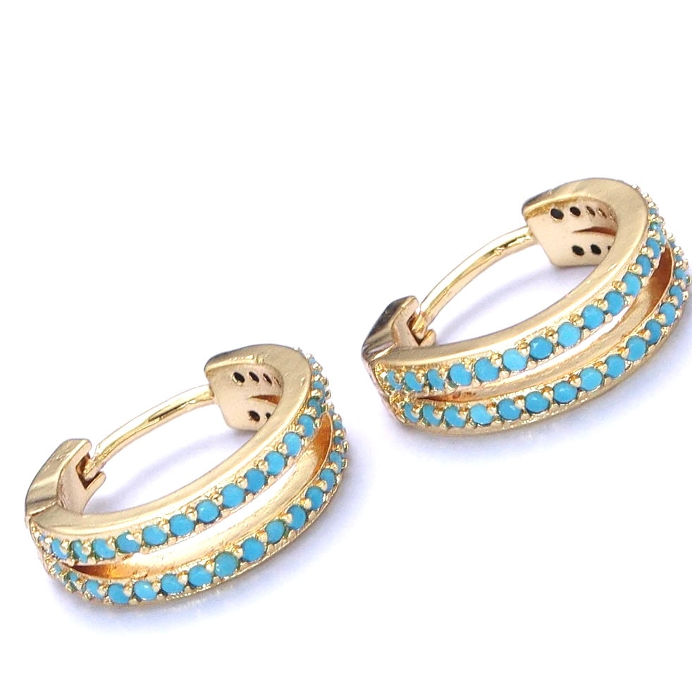 double turquoise huggie