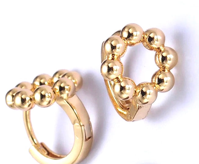 gold beaded huggies