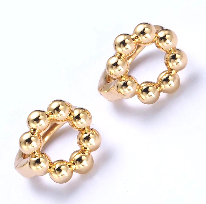 gold beaded huggies
